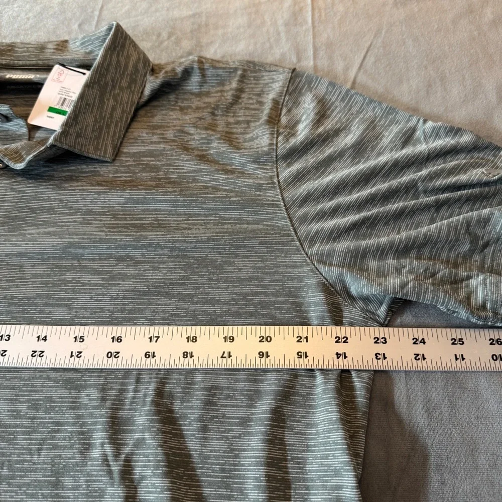 Puma Mens Icon Heather Polo L Gray Quiet Shade Short Sleeve Sporty Golf Active